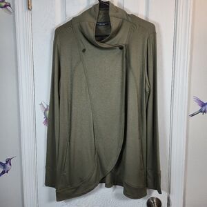 Susan Graver Olive Green Drape Jacket Cardigan Travel Layering Piece Size M